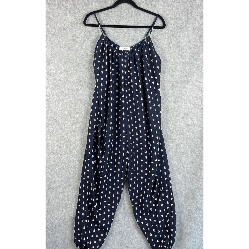Carly Jean CJLA Harem Jumpsuit Womens Small Blue Sailboat Oversized Slouchy Boho
